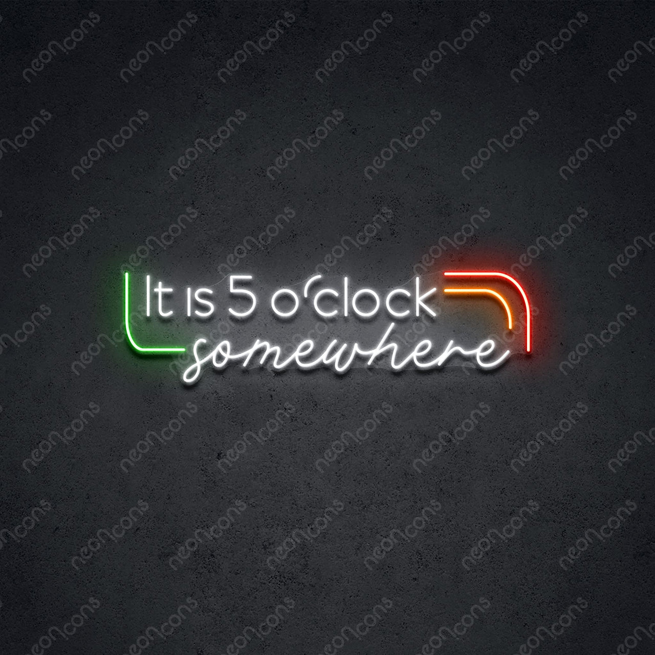 "5 o'clock" LED Neon 45cm (1.5ft) / White & Green & Orange & Red / LED by Neon Icons