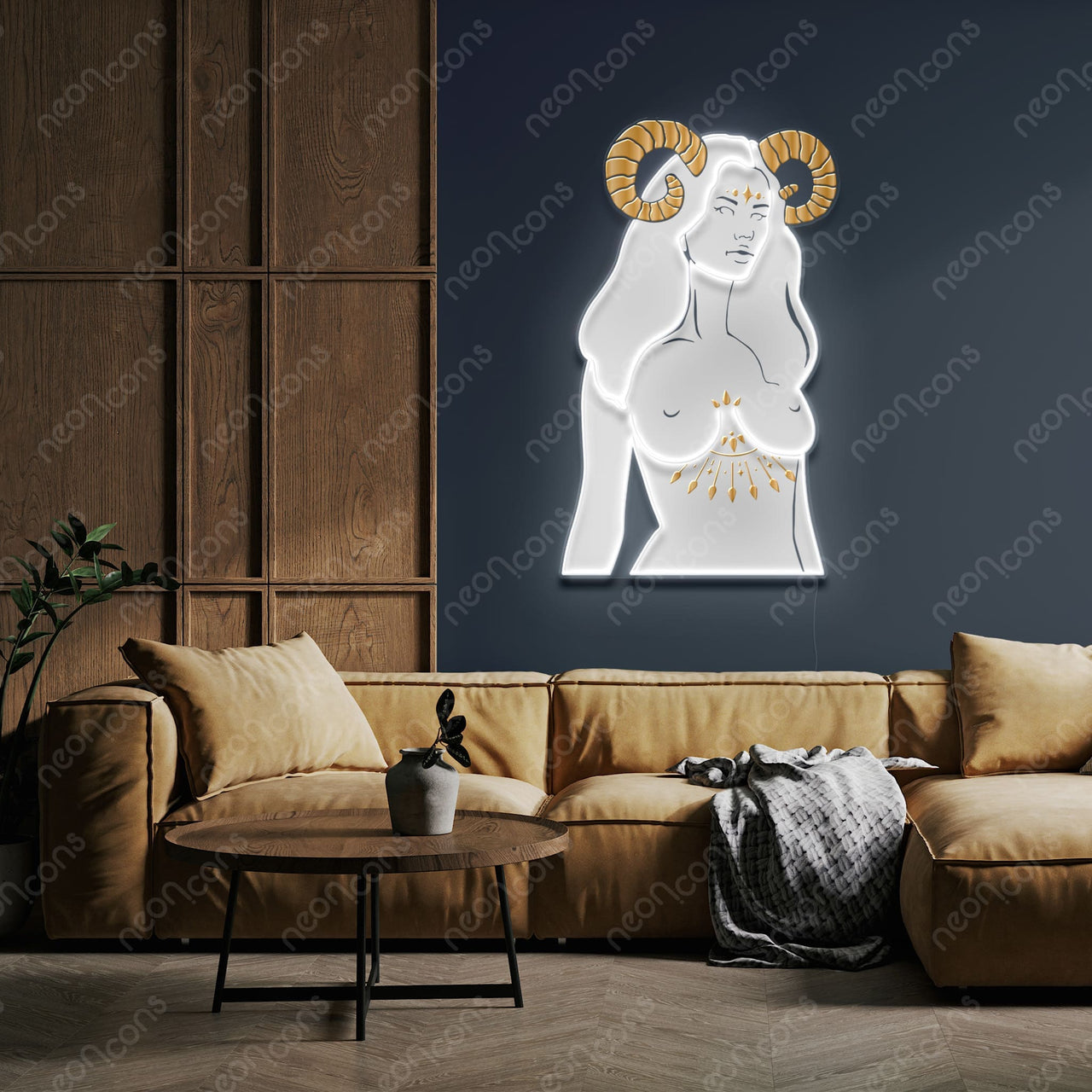 "Aries Goddess" LED Neon x Print x Reflective Acrylic by Neon Icons