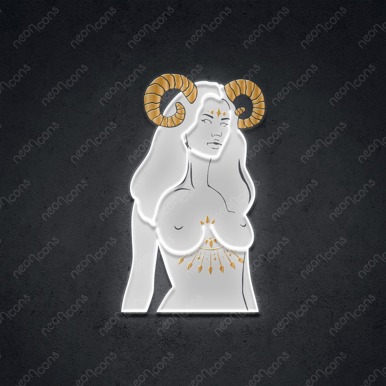 "Aries Goddess" LED Neon x Print x Reflective Acrylic by Neon Icons