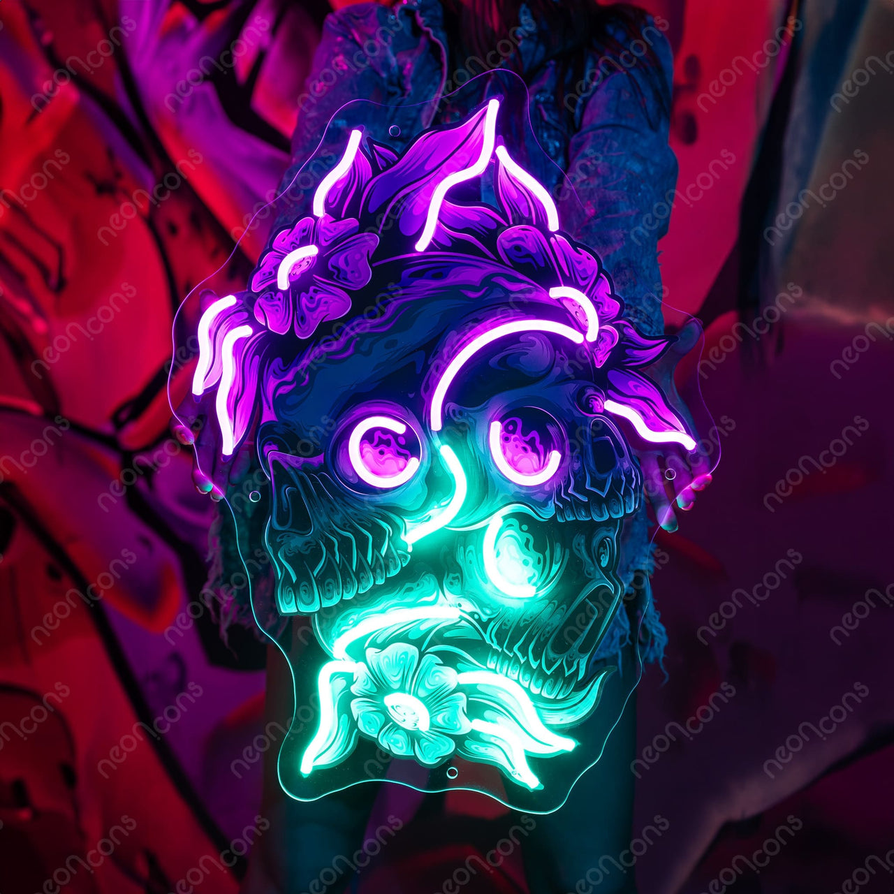 "Bones In Bloom" Neon x Acrylic Artwork by Neon Icons