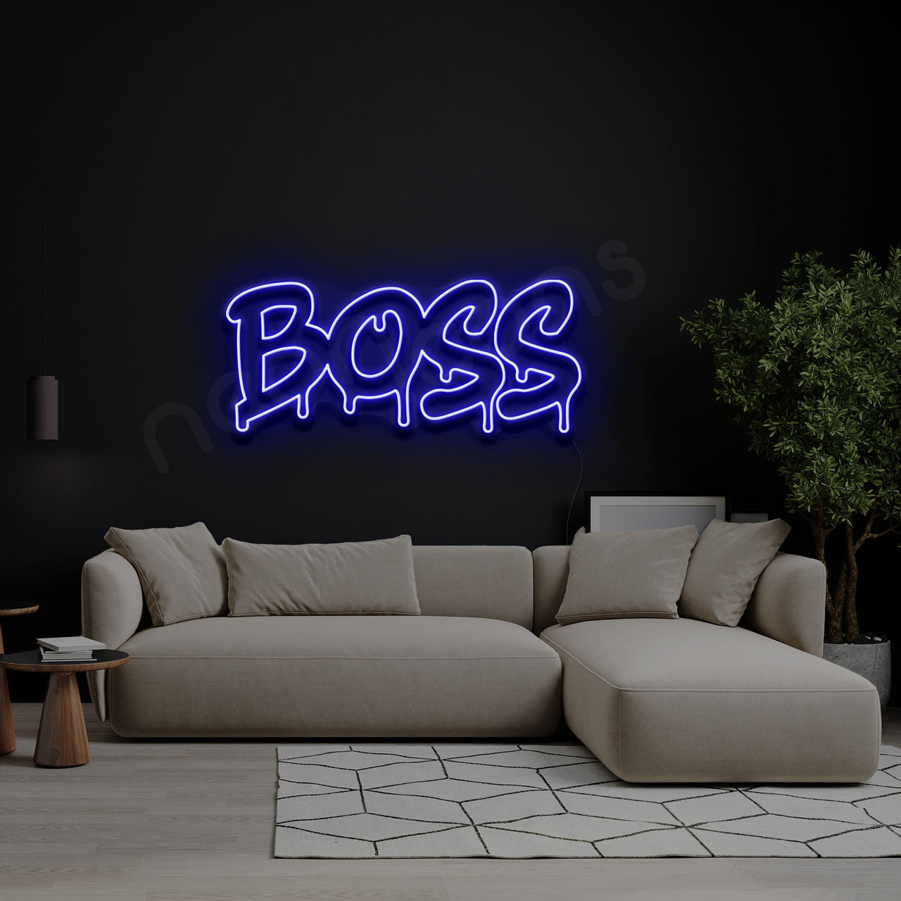"Boss" Neon Sign 60cm (2ft) / Blue / LED by Neon Icons