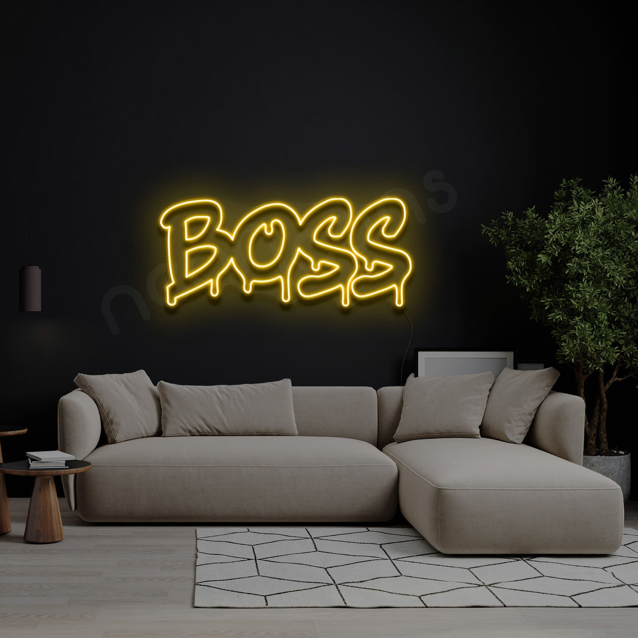 "Boss" Neon Sign 60cm (2ft) / Yellow / LED by Neon Icons