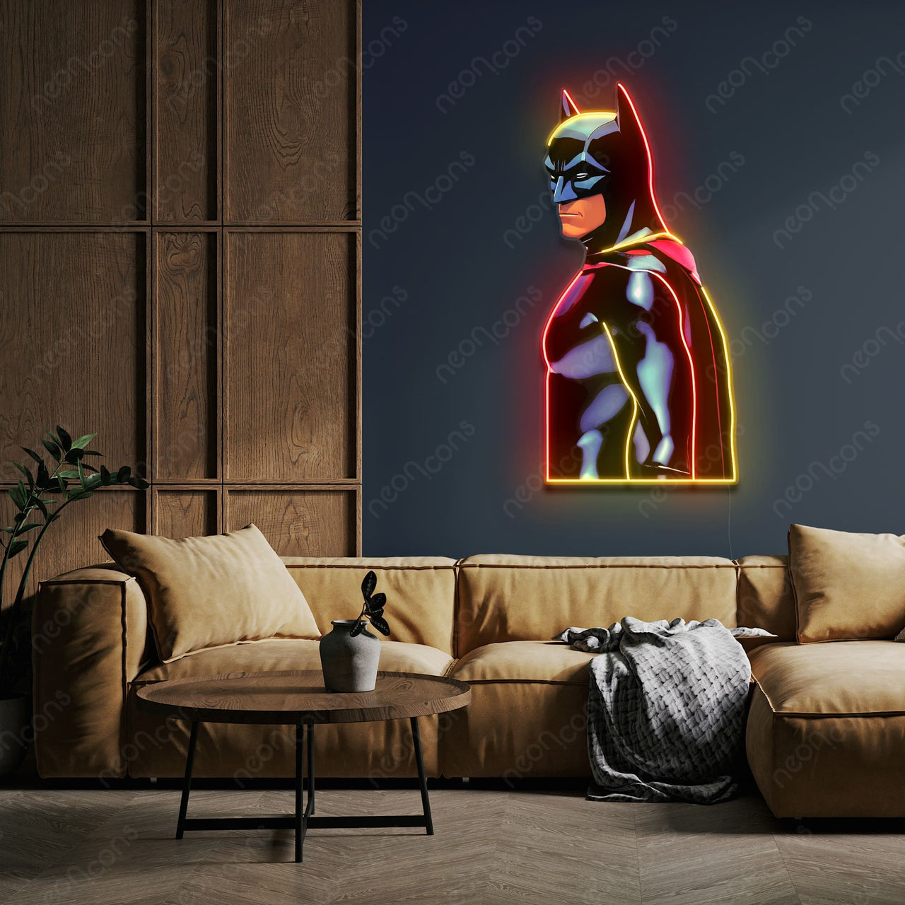 "Caped Crusader" Neon x Acrylic Artwork by Neon Icons