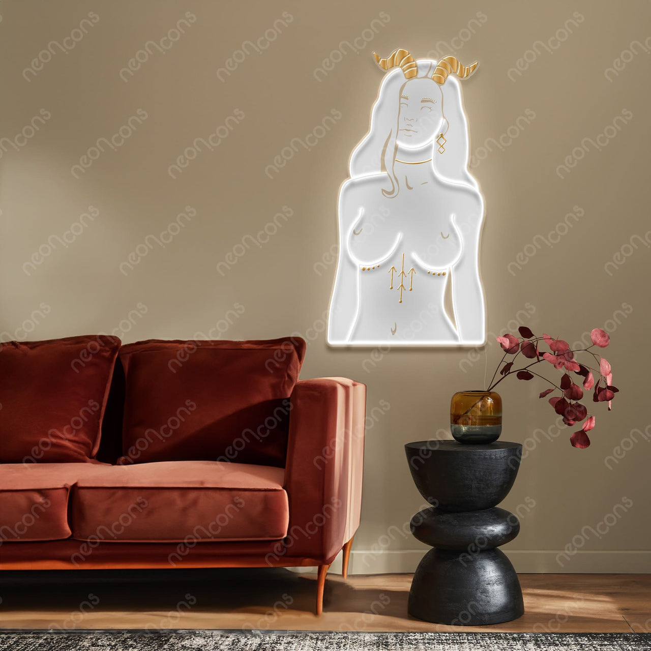 "Capricorn Goddess" LED Neon x Print x Reflective Acrylic by Neon Icons