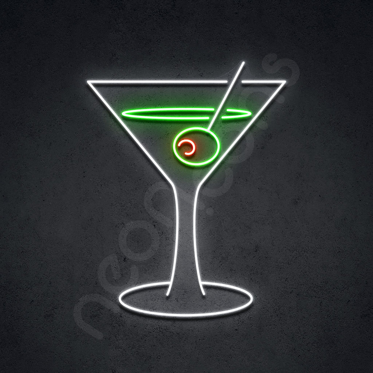 "Dirty Martini" Neon Sign 60cm (2ft) / White & Red & Green / LED by Neon Icons