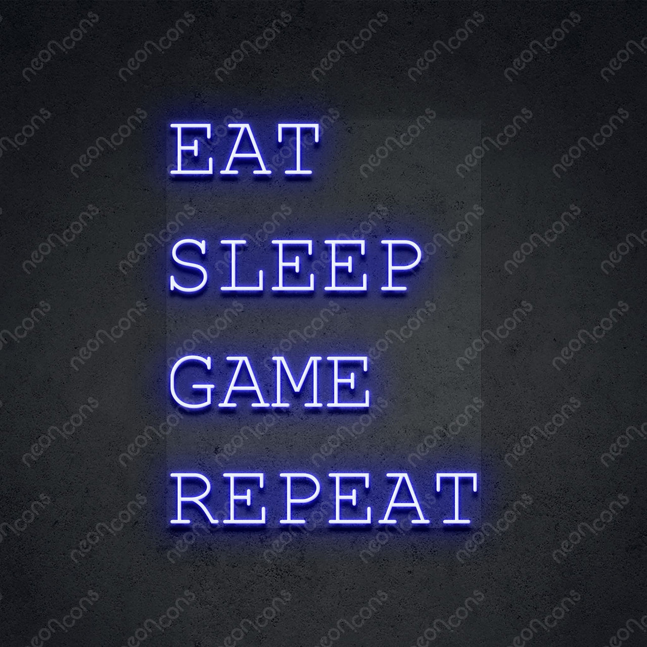 "Eat Sleep Game Repeat" Neon Sign 2ft x 1.55ft / Blue / LED Neon by Neon Icons