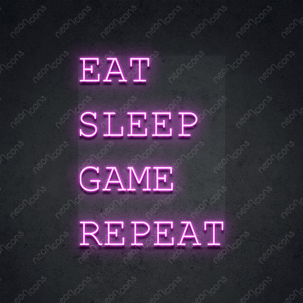 "Eat Sleep Game Repeat" Neon Sign 2ft x 1.55ft / Pink / LED Neon by Neon Icons