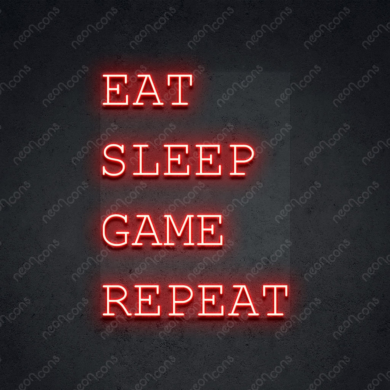"Eat Sleep Game Repeat" Neon Sign by Neon Icons