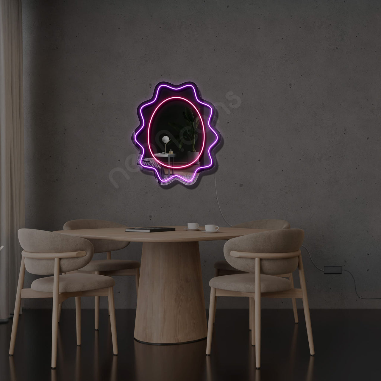 "Flower" LED Neon x Acrylic Mirror by Neon Icons