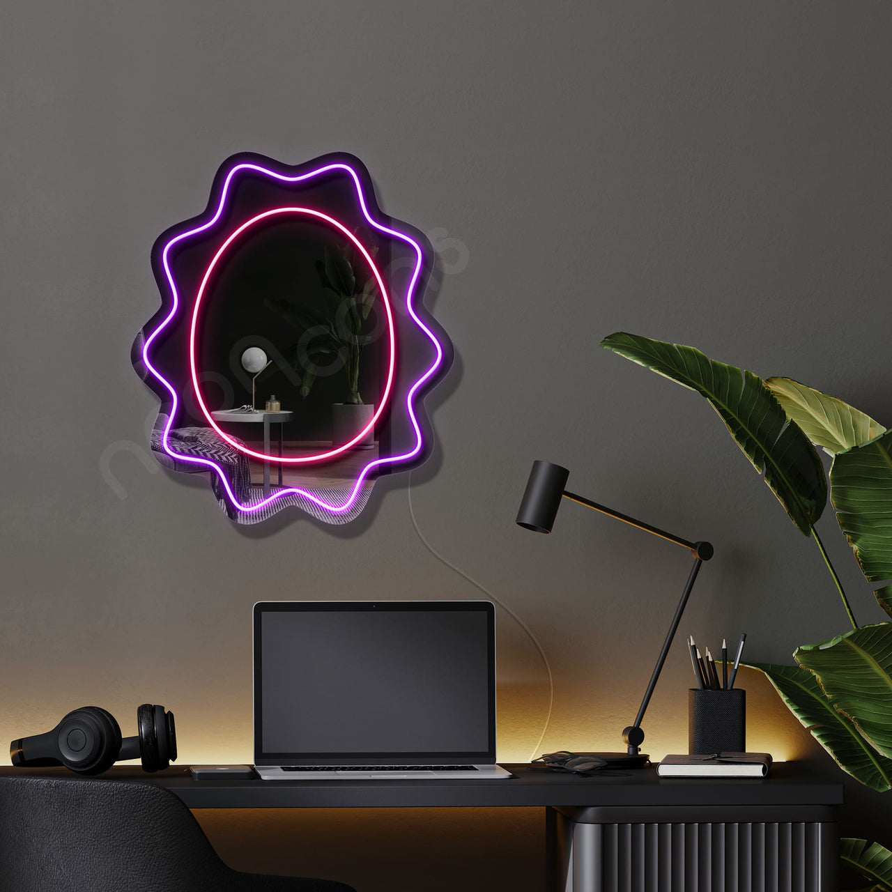 "Flower" LED Neon x Acrylic Mirror by Neon Icons