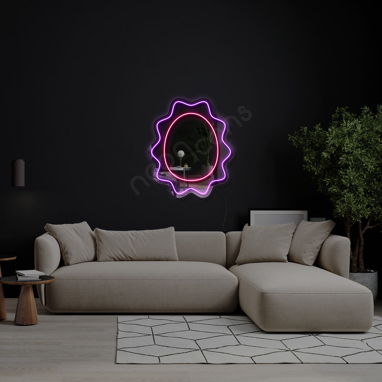 "Flower" LED Neon x Acrylic Mirror by Neon Icons