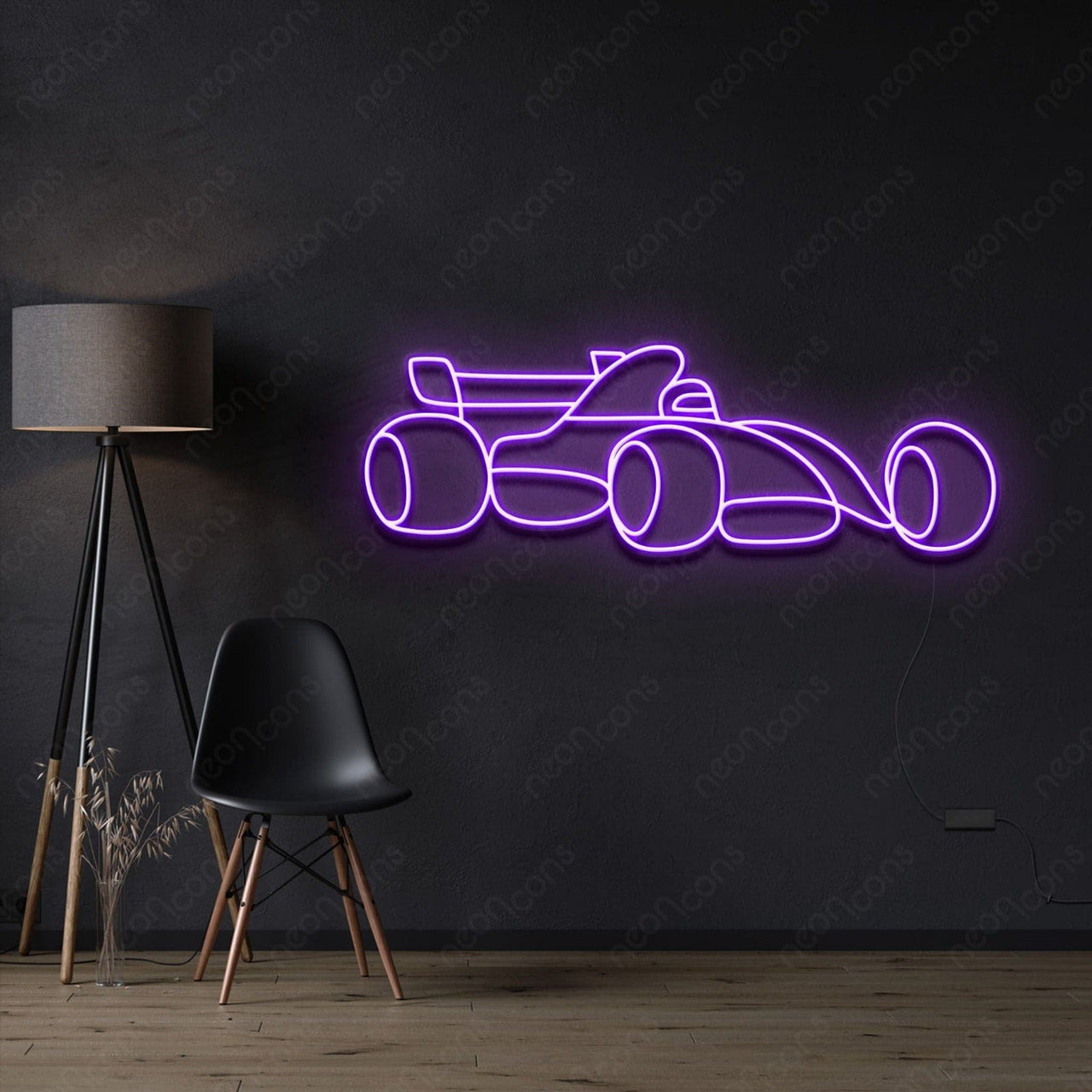 "Formula 1 Race Car" Neon Sign 60cm (2ft) / Purple / LED Neon by Neon Icons