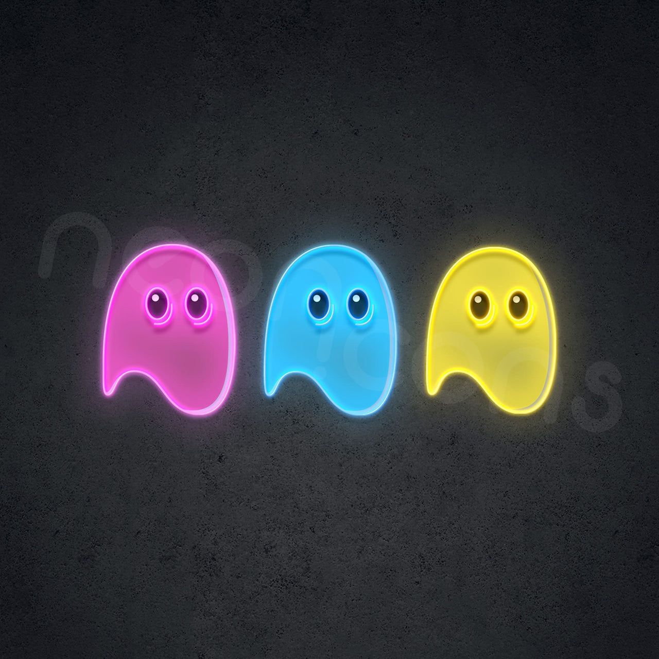 "Ghost" LED Neon x Acrylic Print 60cm (2ft) / Pink & Blue & Yellow / LED Neon x Acrylic Print by Neon Icons