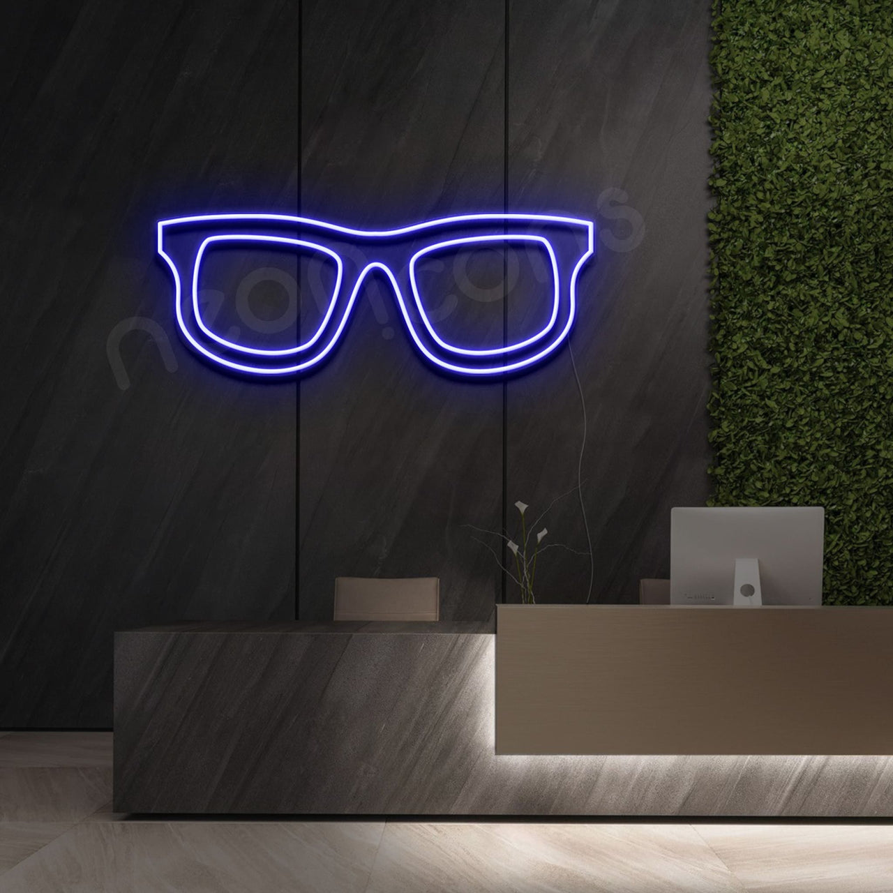 "Glasses" Neon Sign 40cm (1.3ft) / Blue / LED by Neon Icons