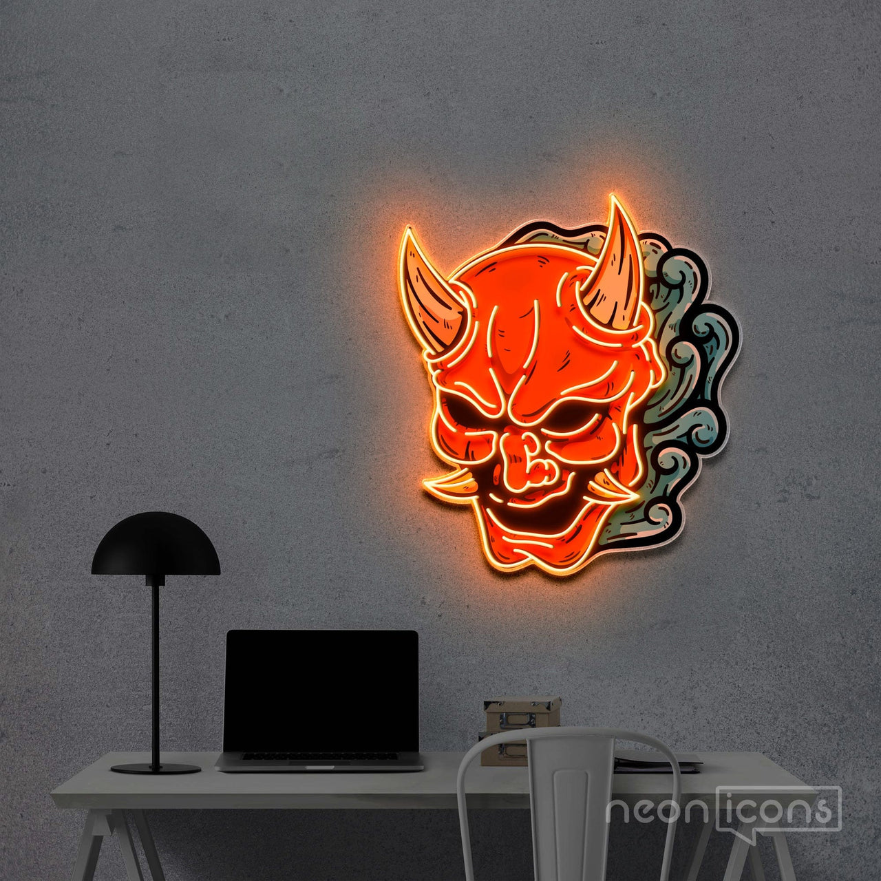 "Hannya Mask" LED Neon x Print by Neon Icons