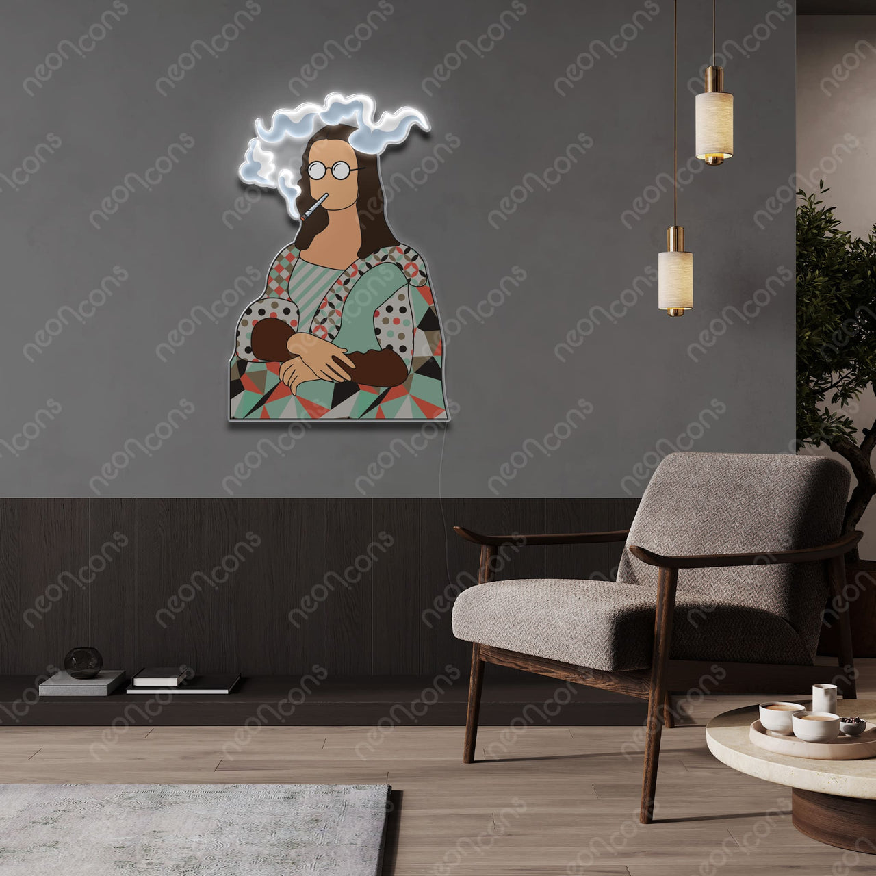 "Hippie Lisa" LED Neon x Print by Neon Icons