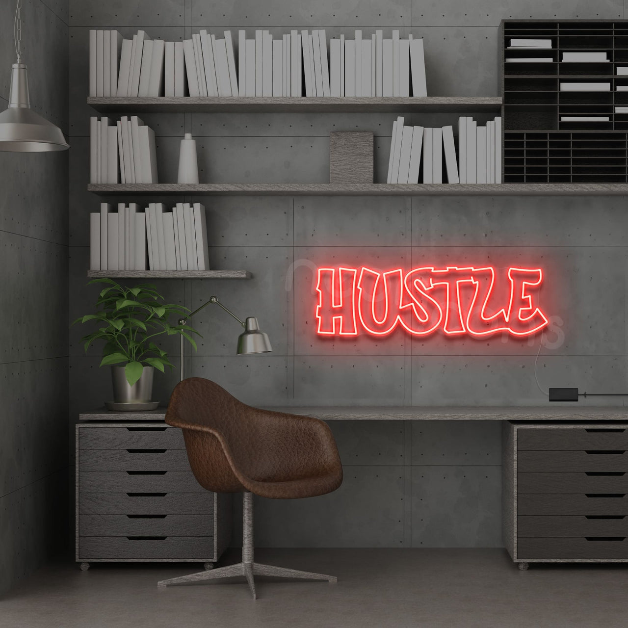 "Hustle" Neon Sign 60cm (2ft) / Red / LED by Neon Icons