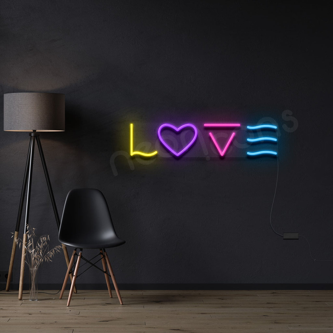 "L O V E" Multicolour Neon Sign by Neon Icons