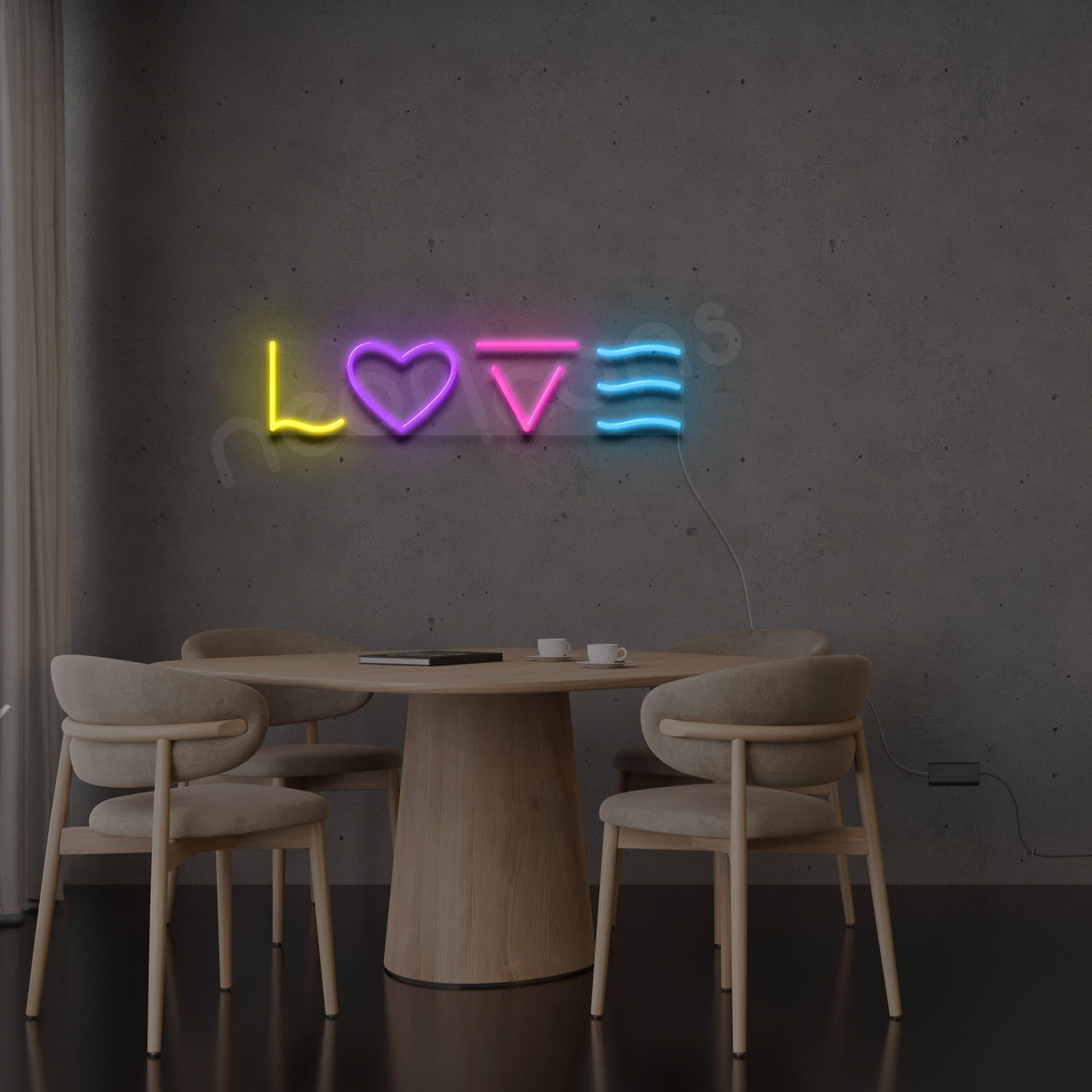 "L O V E" Multicolour Neon Sign by Neon Icons