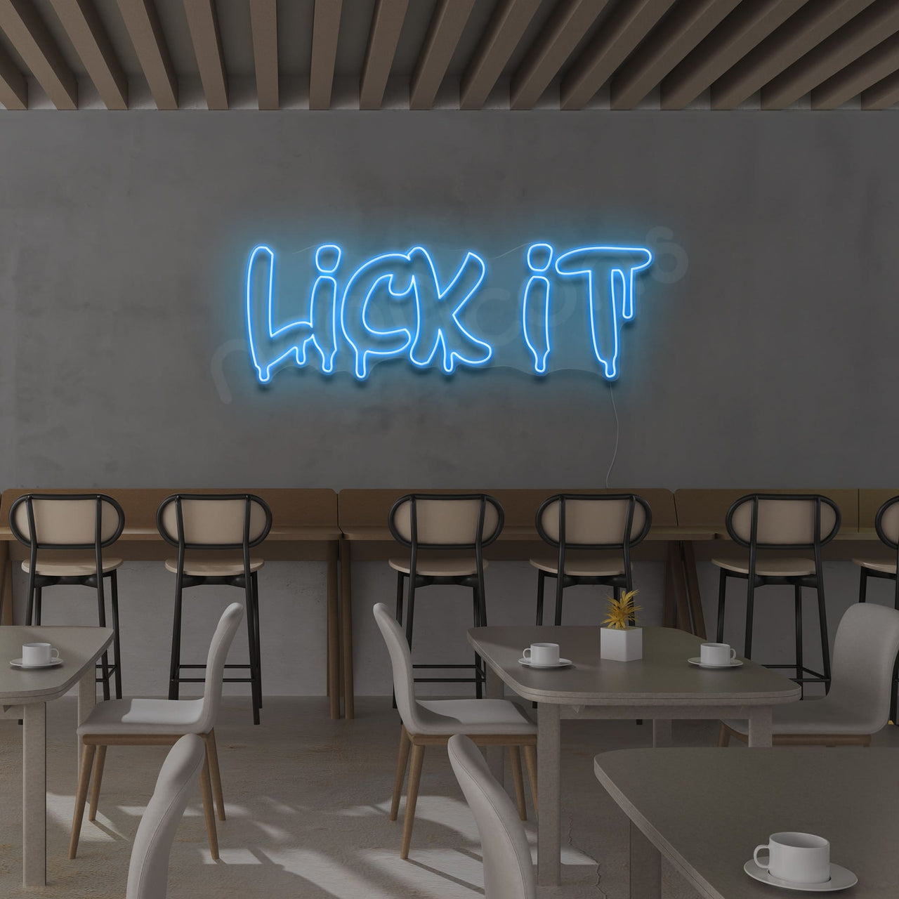 "Lick It" Neon Sign 60cm (2ft) / Ice Blue / LED by Neon Icons