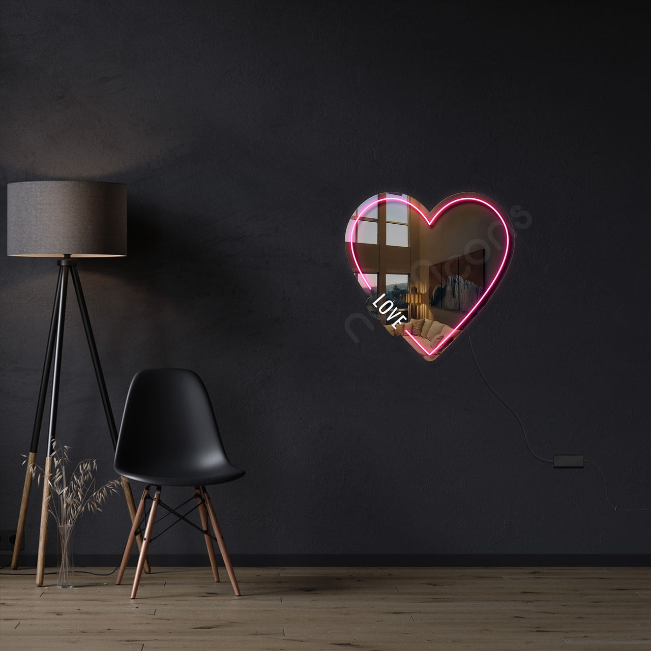 "Love" LED Neon x Acrylic Mirror by Neon Icons