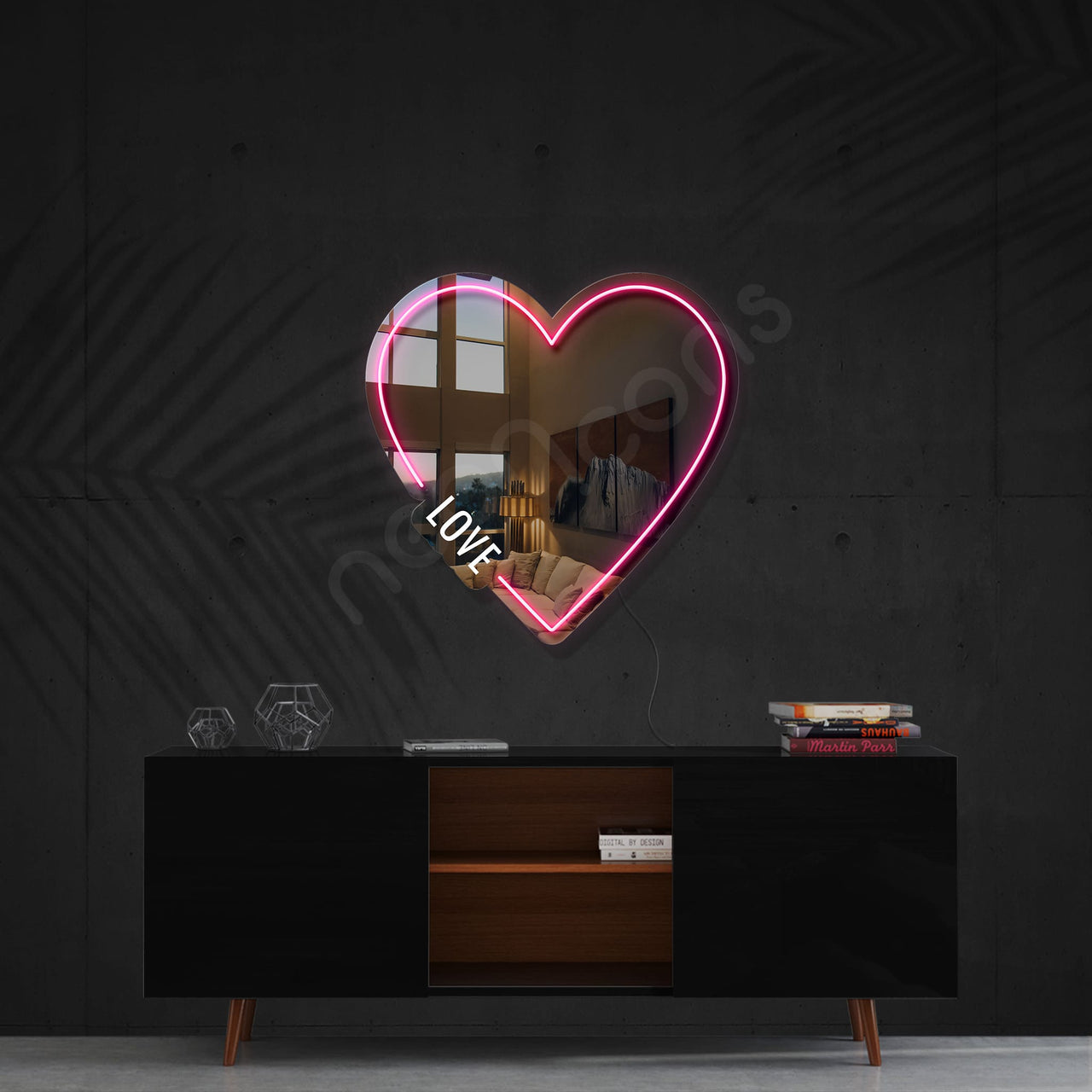 "Love" LED Neon x Acrylic Mirror by Neon Icons