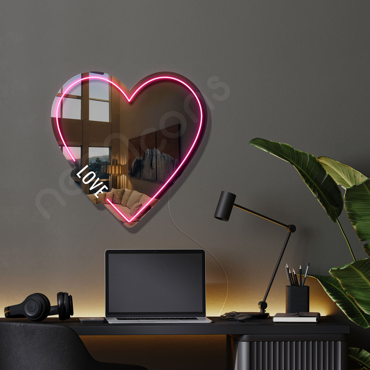 "Love" LED Neon x Acrylic Mirror by Neon Icons