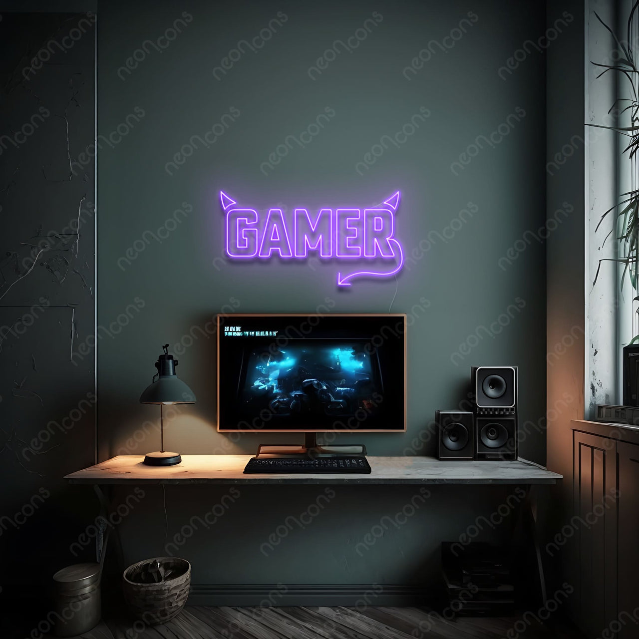 'Mischievous Gamer' Neon Sign by Neon Icons