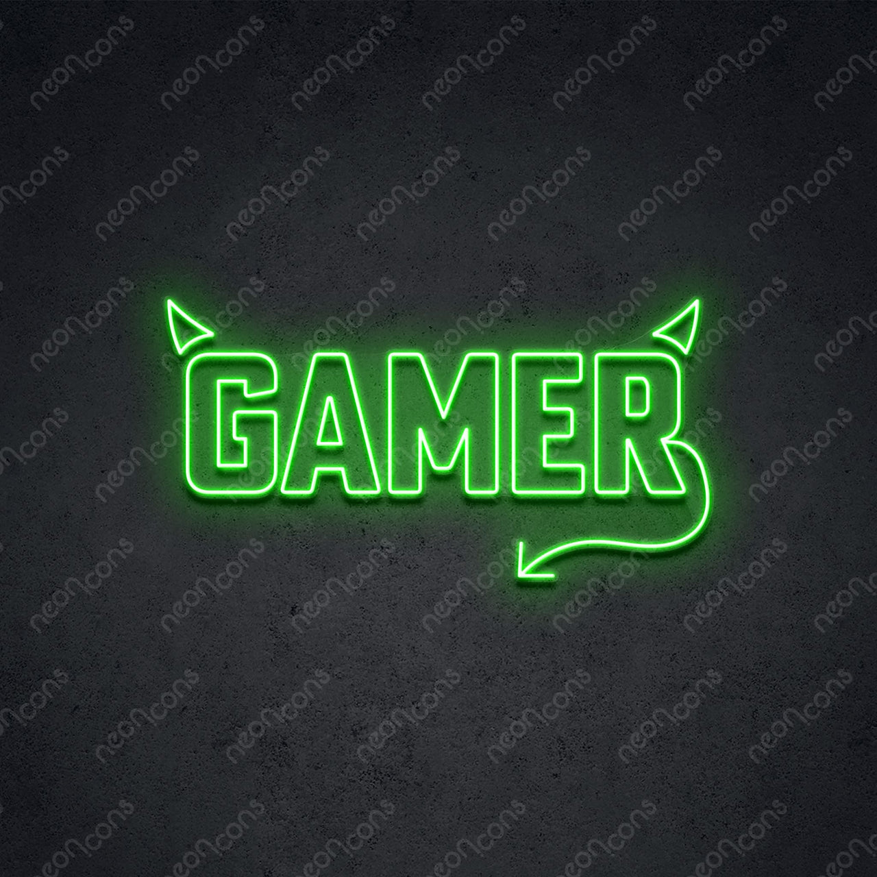 'Mischievous Gamer' Neon Sign 45cm (1.5ft) / Green / LED by Neon Icons