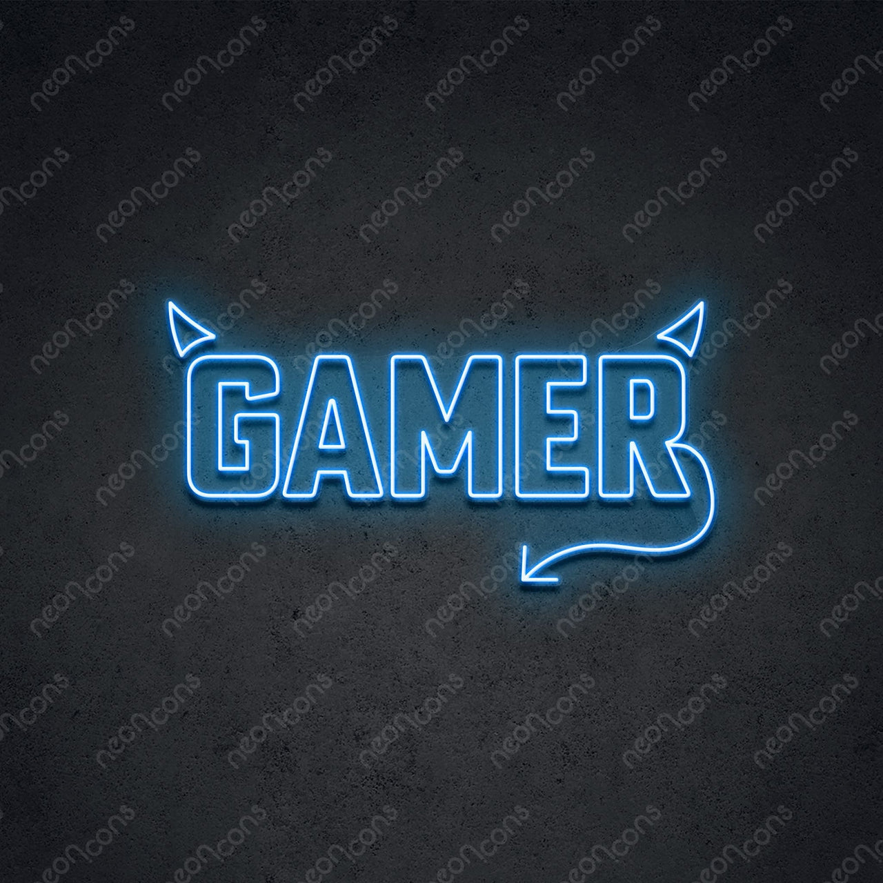 'Mischievous Gamer' Neon Sign 45cm (1.5ft) / Ice Blue / LED by Neon Icons
