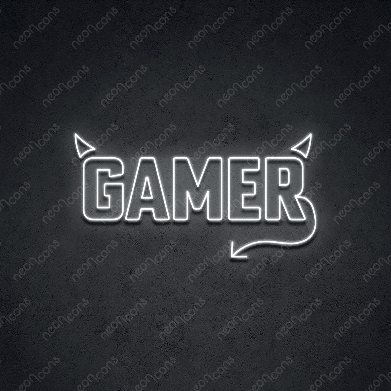 'Mischievous Gamer' Neon Sign 45cm (1.5ft) / White / LED by Neon Icons