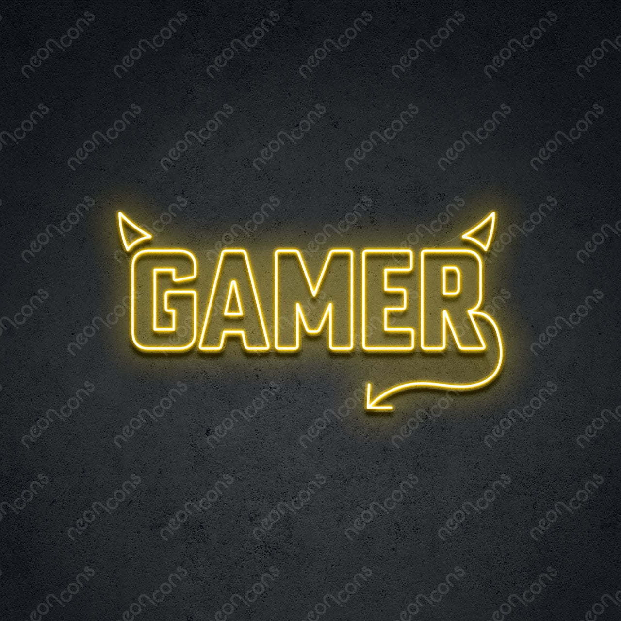 'Mischievous Gamer' Neon Sign 45cm (1.5ft) / Yellow / LED by Neon Icons