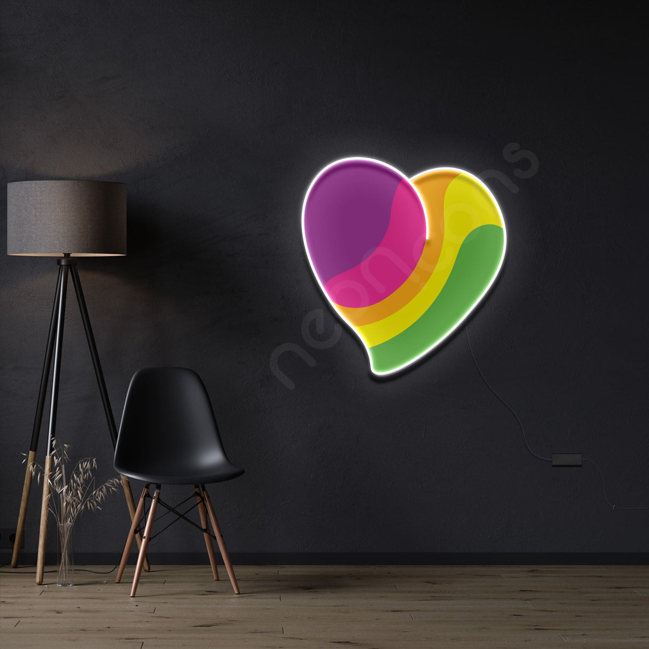 "Multicolored Heart" Neon x Acrylic Artwork by Neon Icons