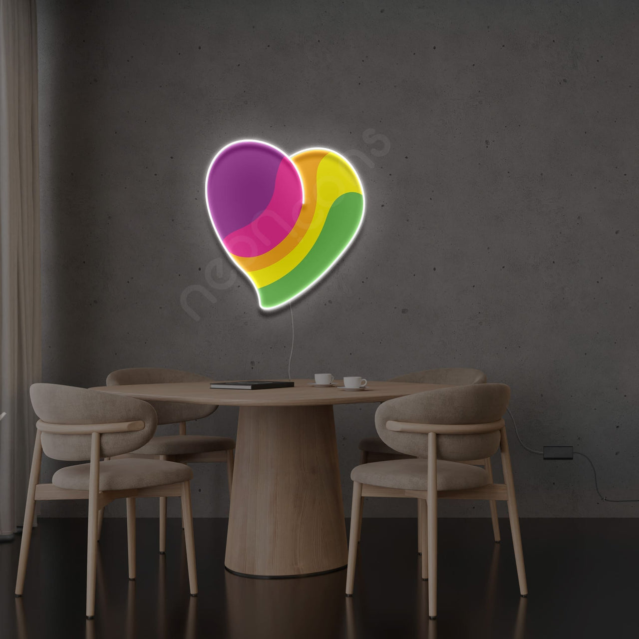 "Multicolored Heart" Neon x Acrylic Artwork by Neon Icons