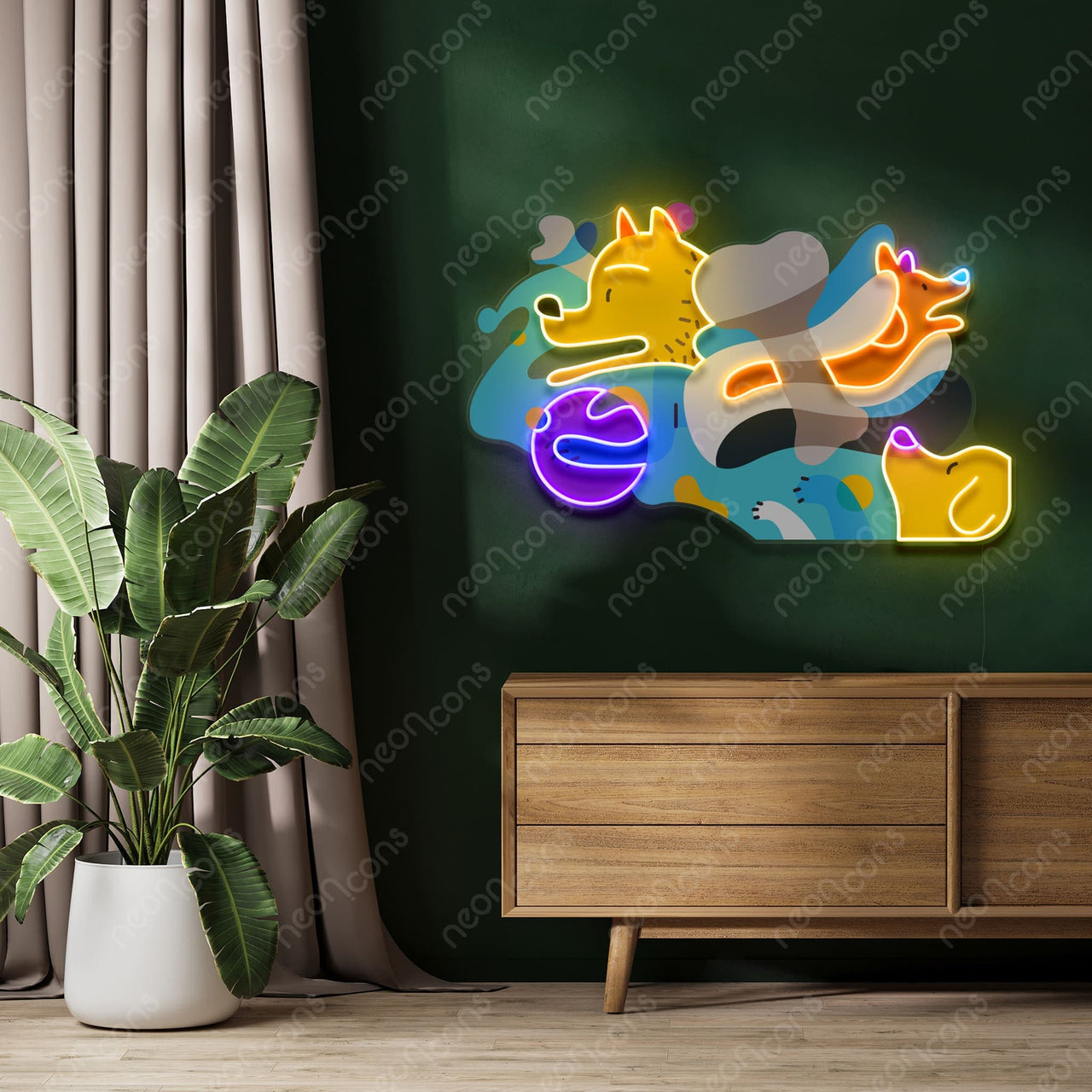 "Picasso Puppies" LED Neon x Print by Neon Icons