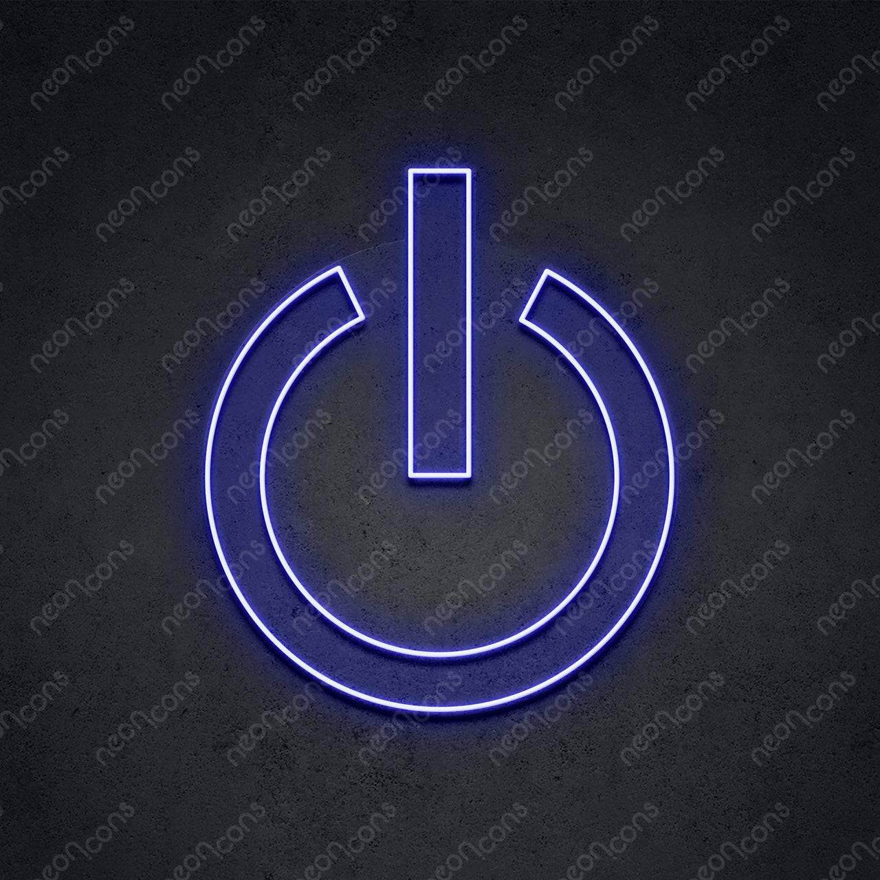 "Power Button" Neon Sign 1.35ft x 1.15ft / Blue / LED Neon by Neon Icons