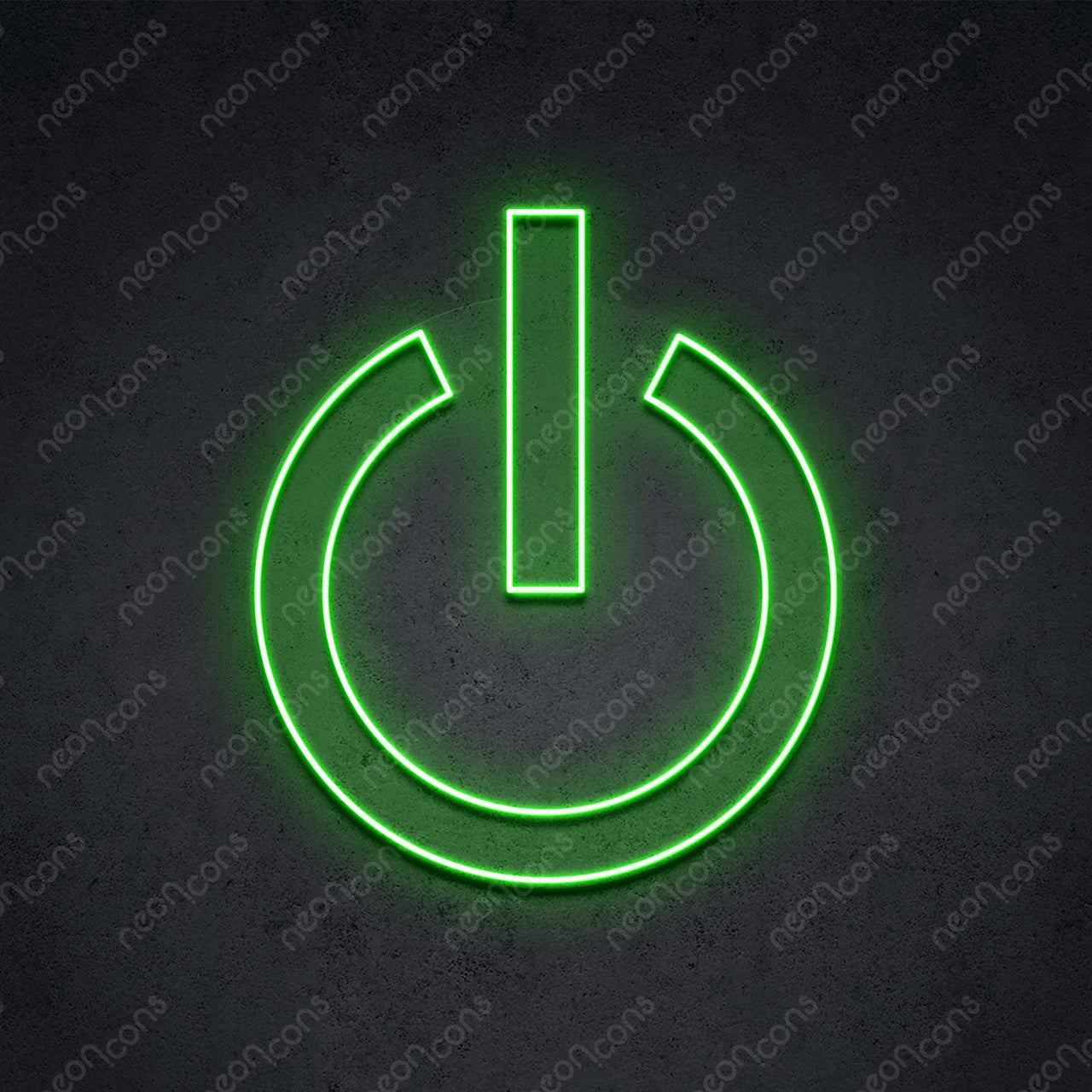 "Power Button" Neon Sign 1.35ft x 1.15ft / Green / LED Neon by Neon Icons