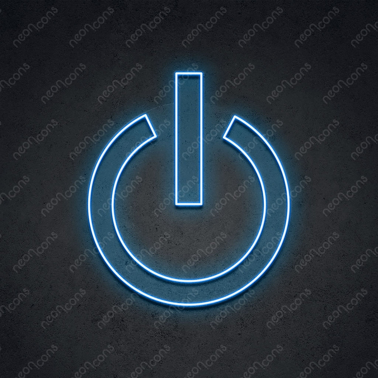 "Power Button" Neon Sign 1.35ft x 1.15ft / Ice Blue / LED Neon by Neon Icons