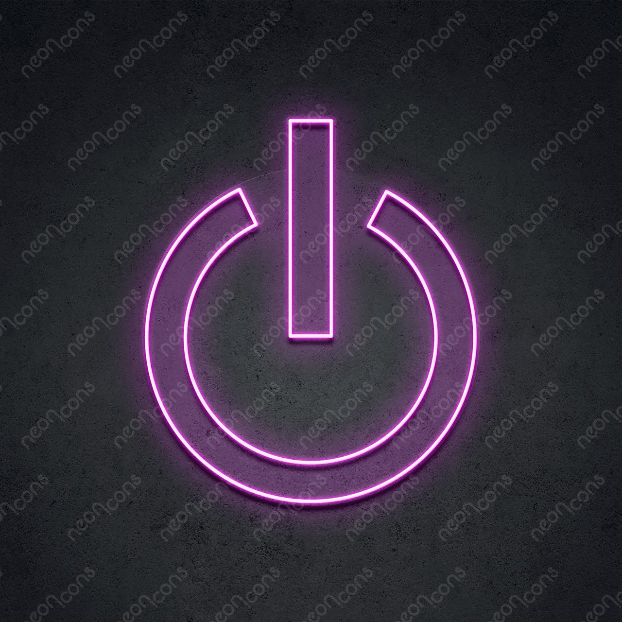 "Power Button" Neon Sign 1.35ft x 1.15ft / Pink / LED Neon by Neon Icons