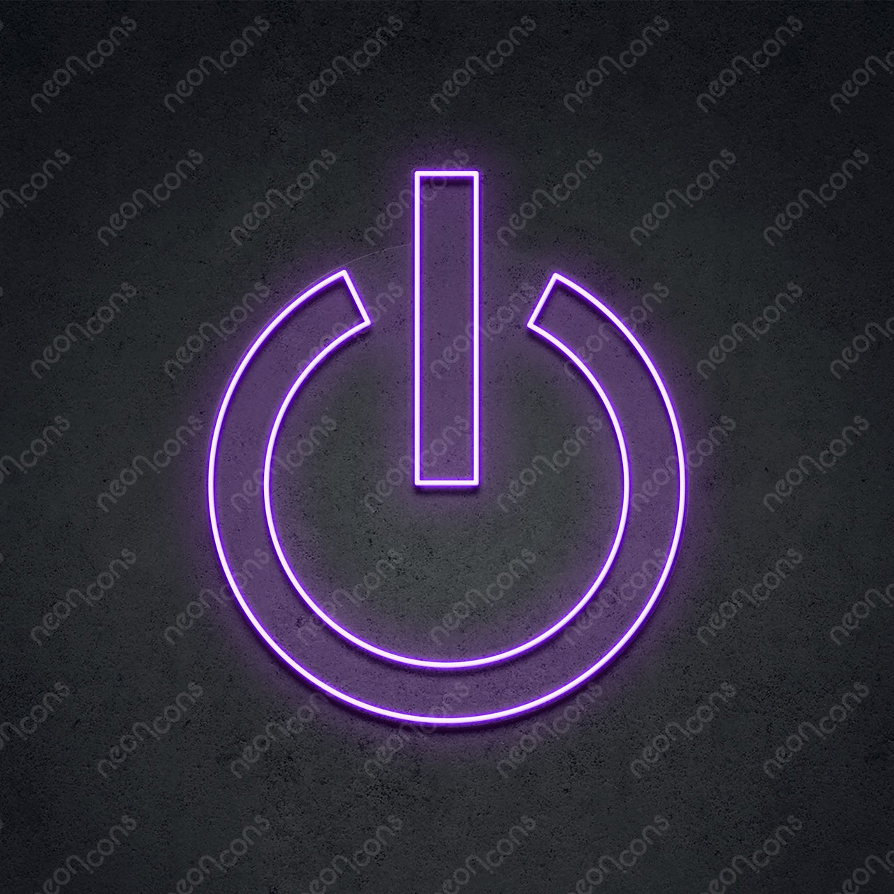 "Power Button" Neon Sign 1.35ft x 1.15ft / Purple / LED Neon by Neon Icons