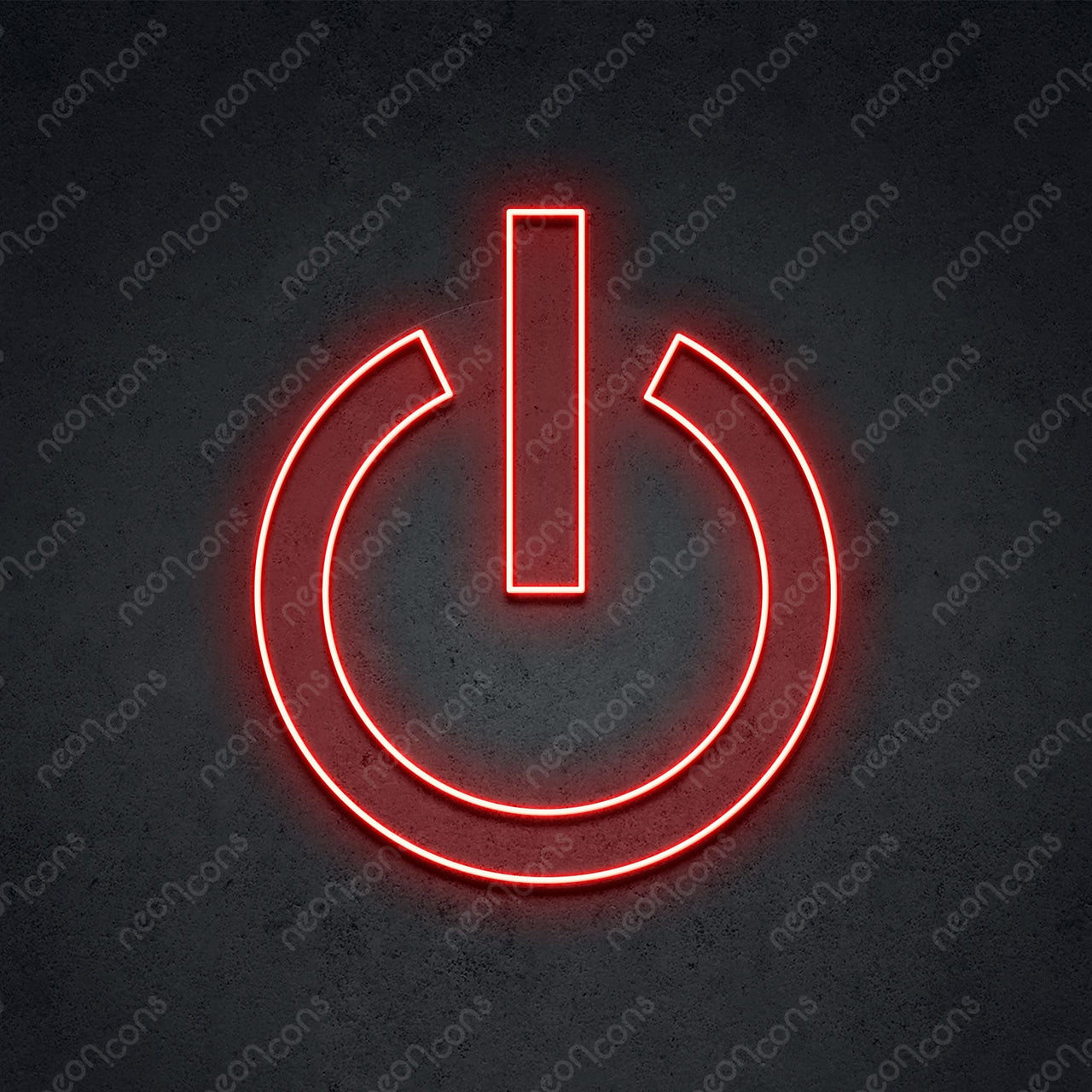 "Power Button" Neon Sign 1.35ft x 1.15ft / Red / LED Neon by Neon Icons