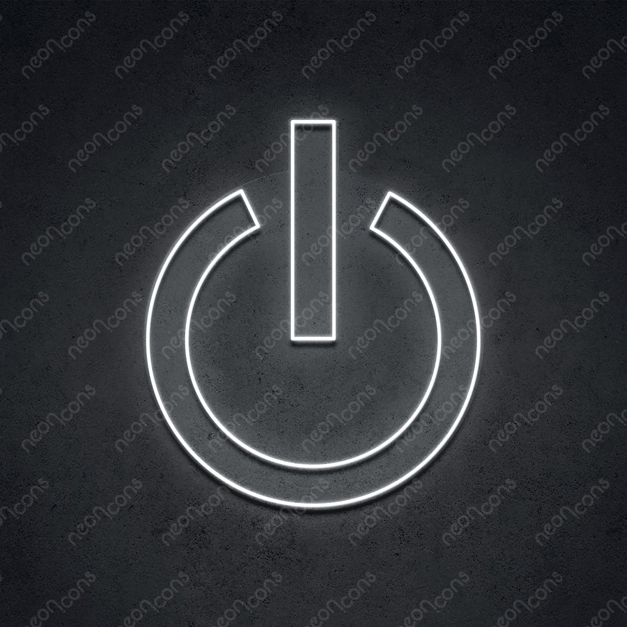 "Power Button" Neon Sign 1.35ft x 1.15ft / White / LED Neon by Neon Icons