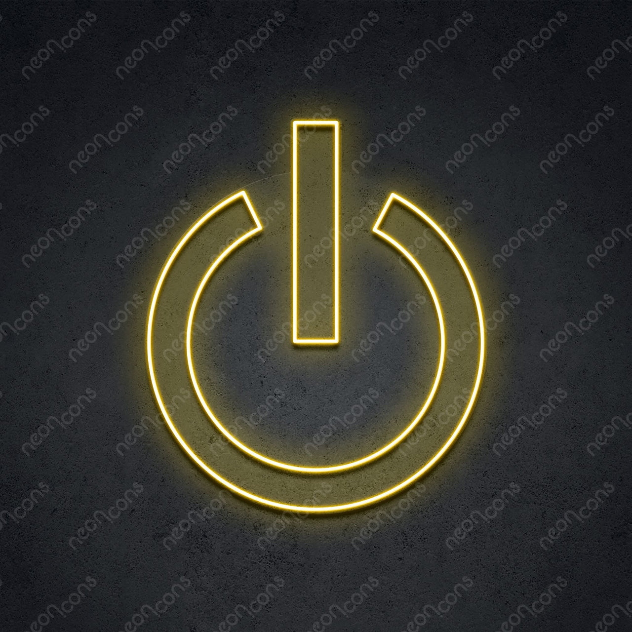 "Power Button" Neon Sign 1.35ft x 1.15ft / Yellow / LED Neon by Neon Icons