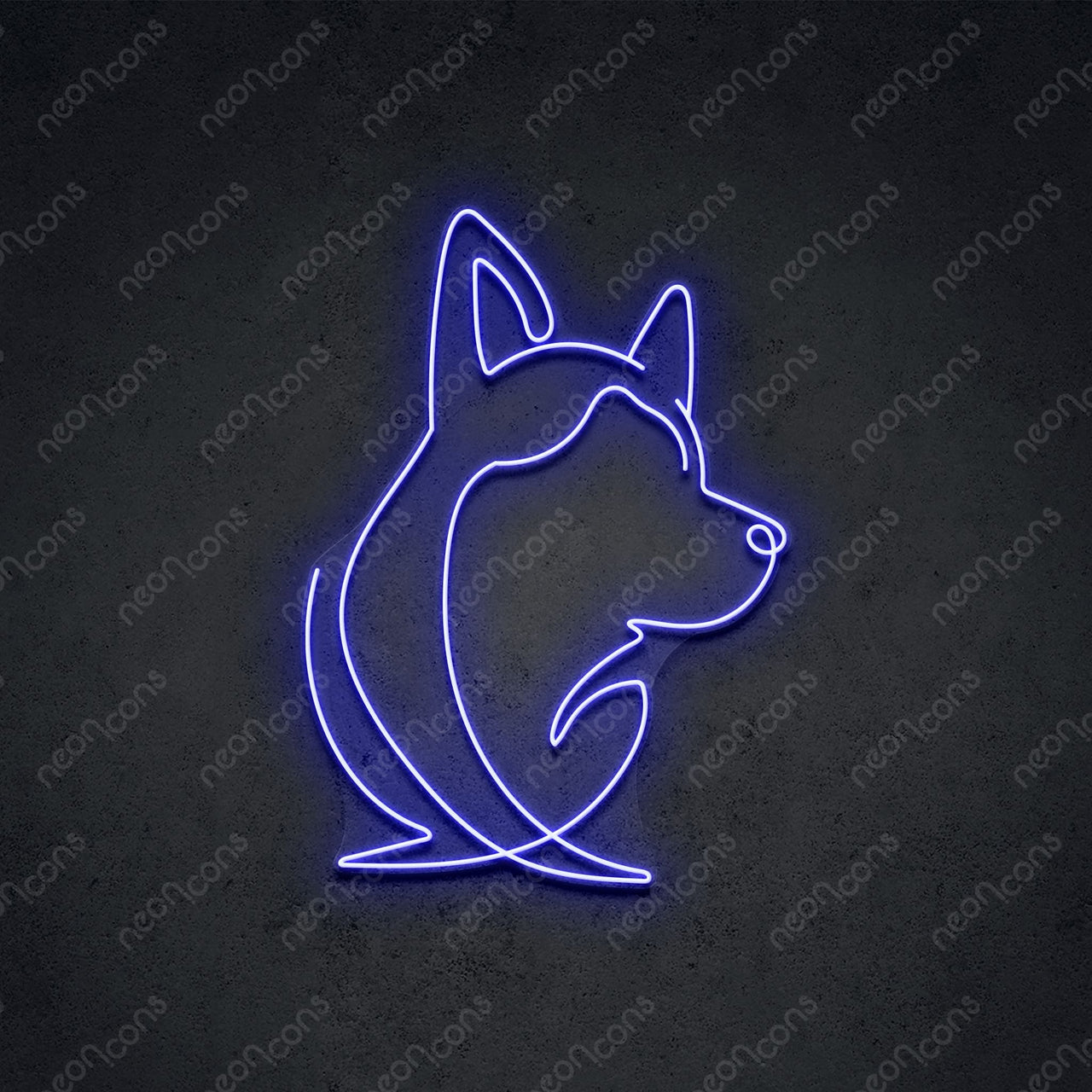 "Siberian Husky Face" LED Neon 60cm (2ft) / Blue / LED Neon by Neon Icons