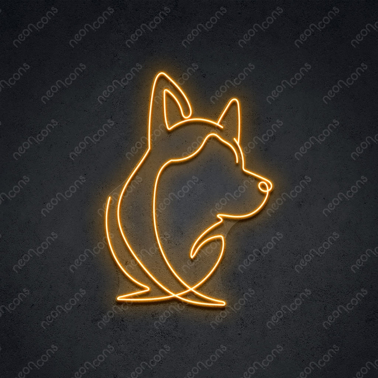 "Siberian Husky Face" LED Neon 60cm (2ft) / Orange / LED Neon by Neon Icons