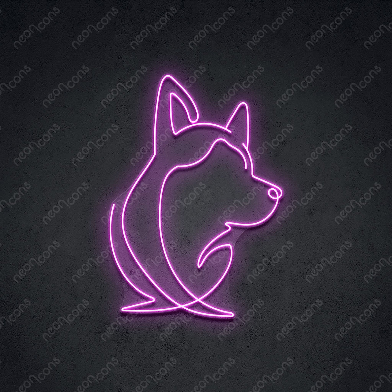 "Siberian Husky Face" LED Neon 60cm (2ft) / Pink / LED Neon by Neon Icons