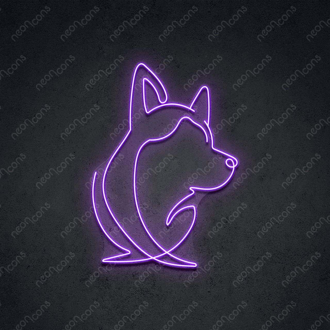 "Siberian Husky Face" LED Neon 60cm (2ft) / Purple / LED Neon by Neon Icons