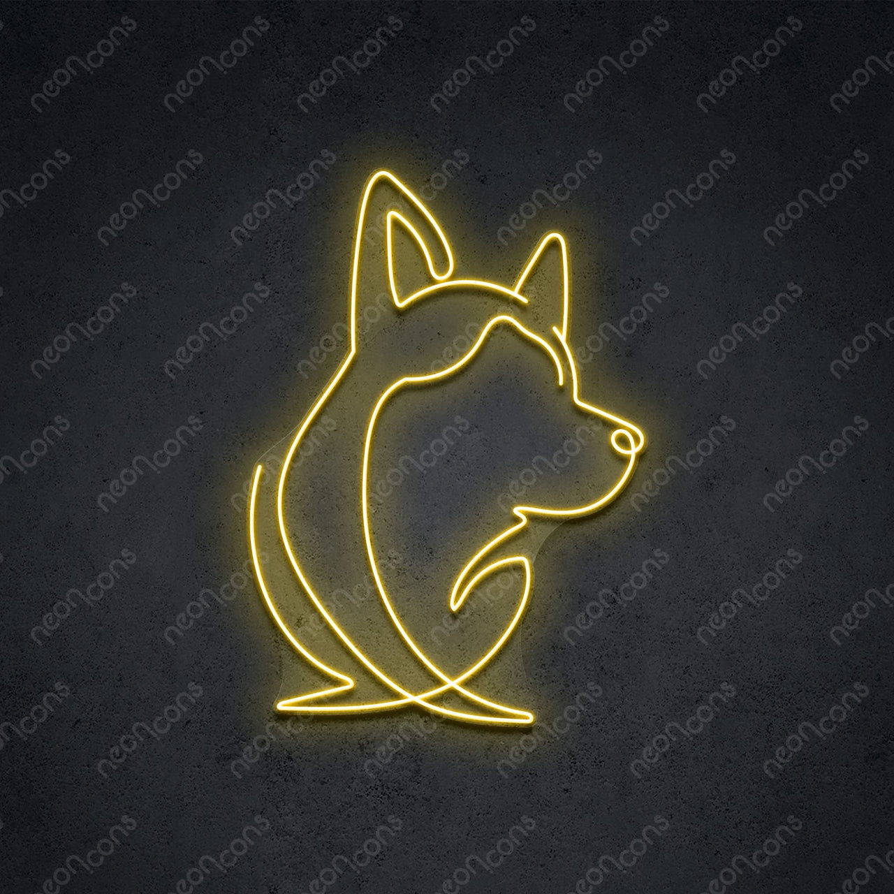 "Siberian Husky Face" LED Neon 60cm (2ft) / Yellow / LED Neon by Neon Icons