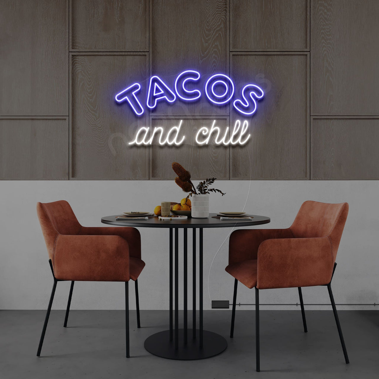 "Tacos and Chill" Neon Sign 60cm (2ft) / Blue / LED by Neon Icons