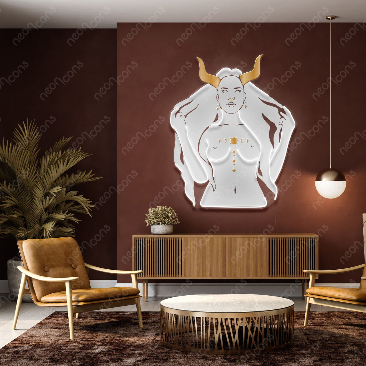 "Taurus Goddess" LED Neon x Print x Reflective Acrylic by Neon Icons